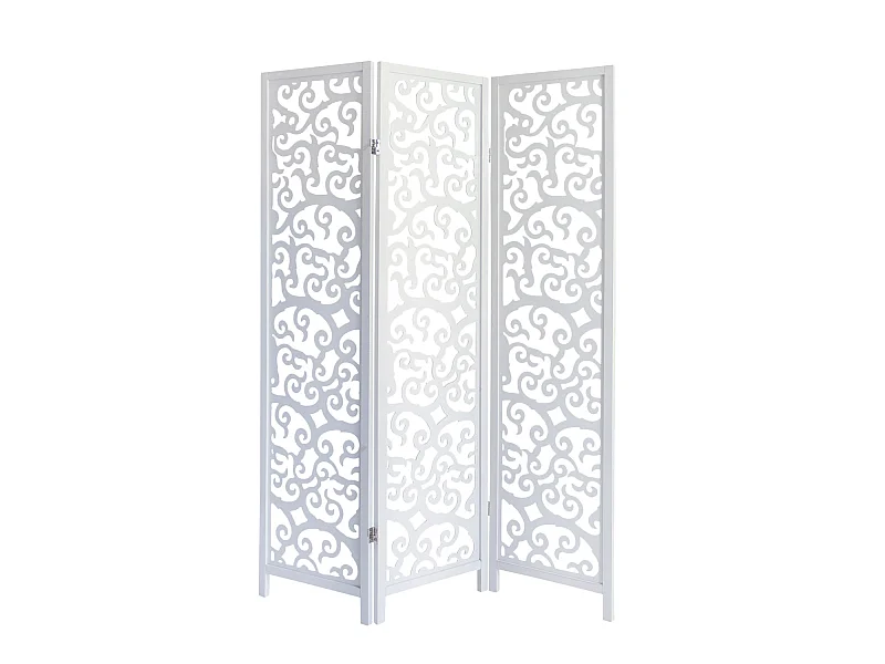 Paravent séparateur de pièce bois blanche 130 x 2.2 x 175 cm PAR06084