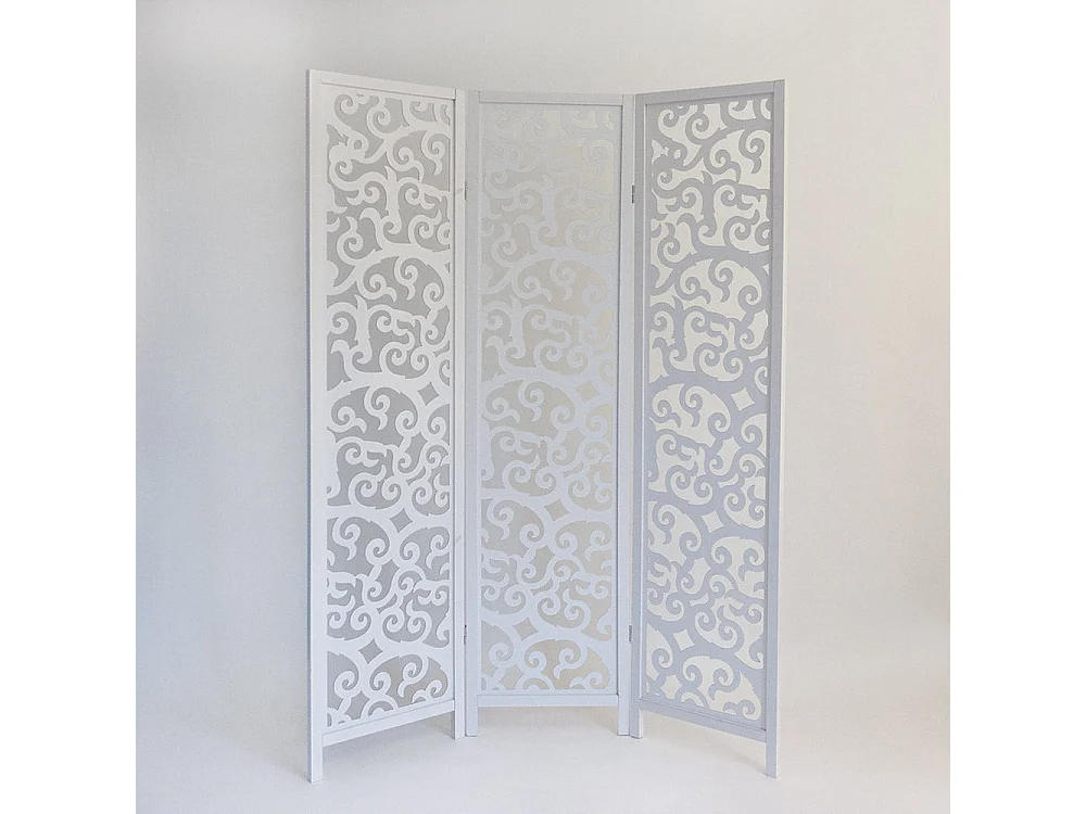 Paravent séparateur de pièce bois blanche 130 x 2.2 x 175 cm PAR06084