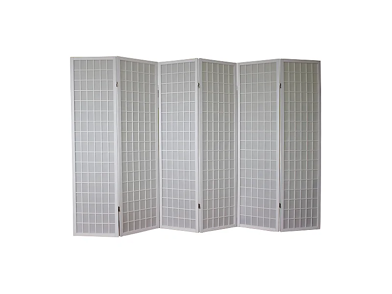 Paravent 6 panneaux pans bois blanche 264 x 2.2 x 175 cm PAR06060
