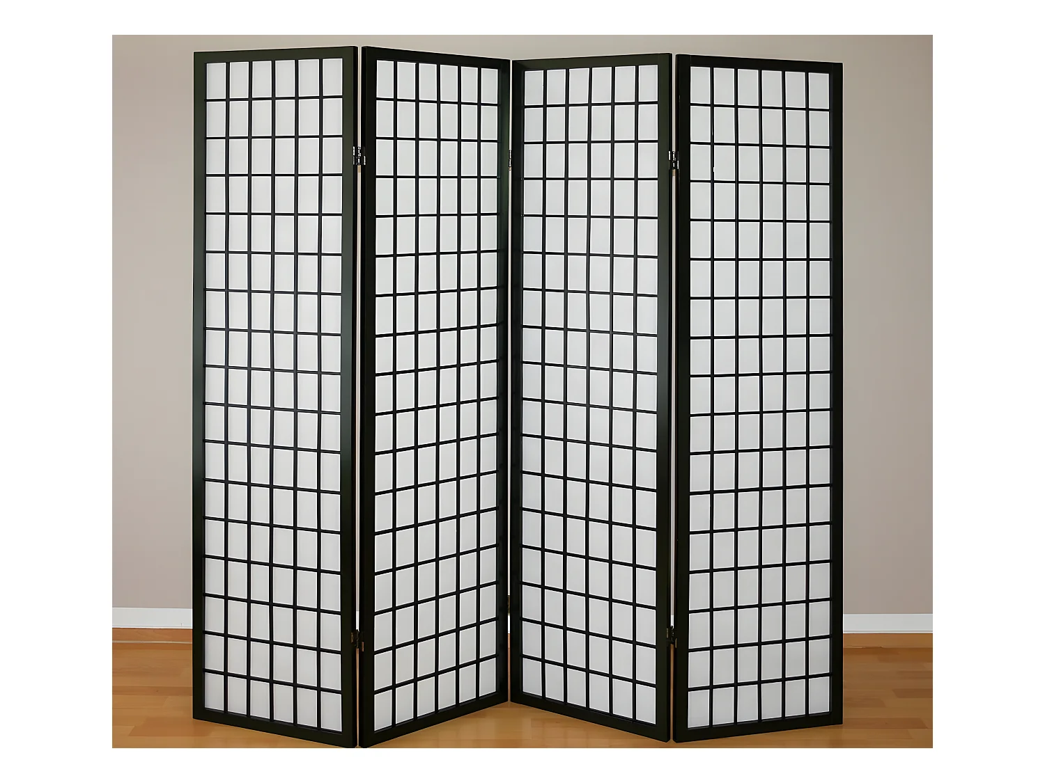 Paravent 4 panneaux en bois marron 176 x 2.2 x 175 cm PAR06044