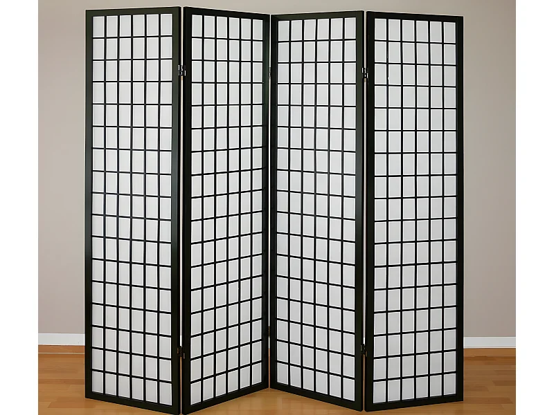 Paravent 4 panneaux en bois marron 176 x 2.2 x 175 cm PAR06044