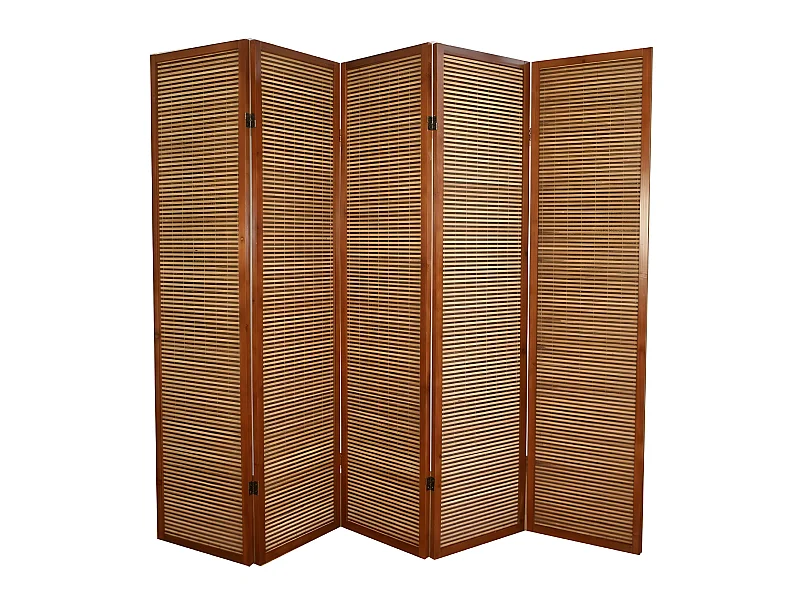 Paravent 5 panneaux marron bois marron 220 x 44 x 175 cm PAR06068