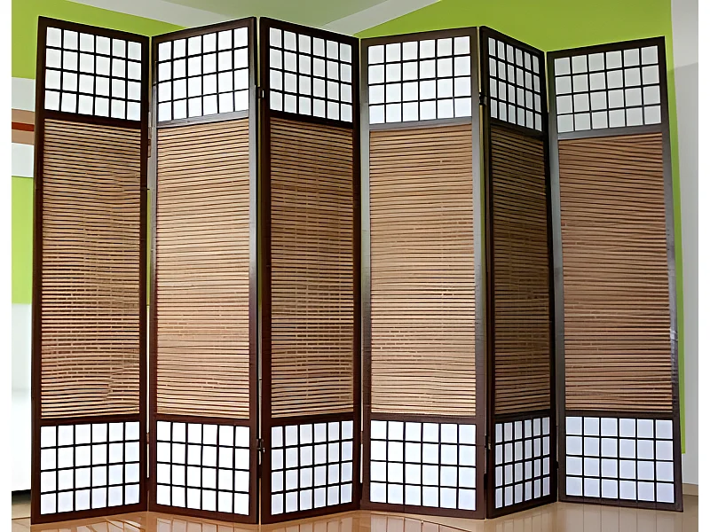 Paravent 6 panneaux marron bois marron 264 x 2.2 x 175 cm PAR06012