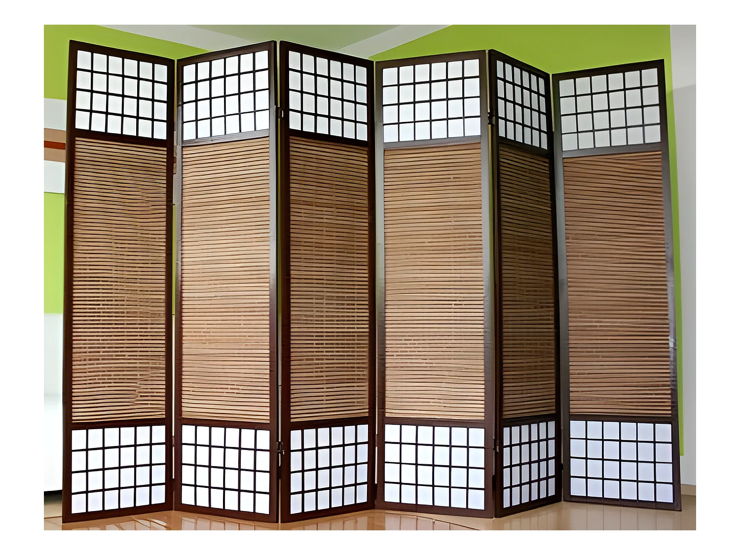 Paravent 6 panneaux marron bois marron 264 x 2.2 x 175 cm PAR06012