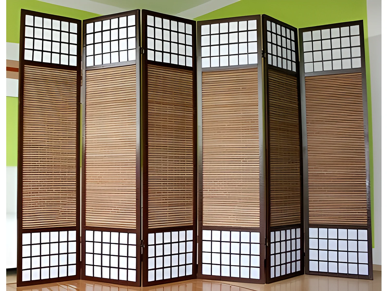 Paravent 6 panneaux marron bois marron 264 x 2.2 x 175 cm PAR06012