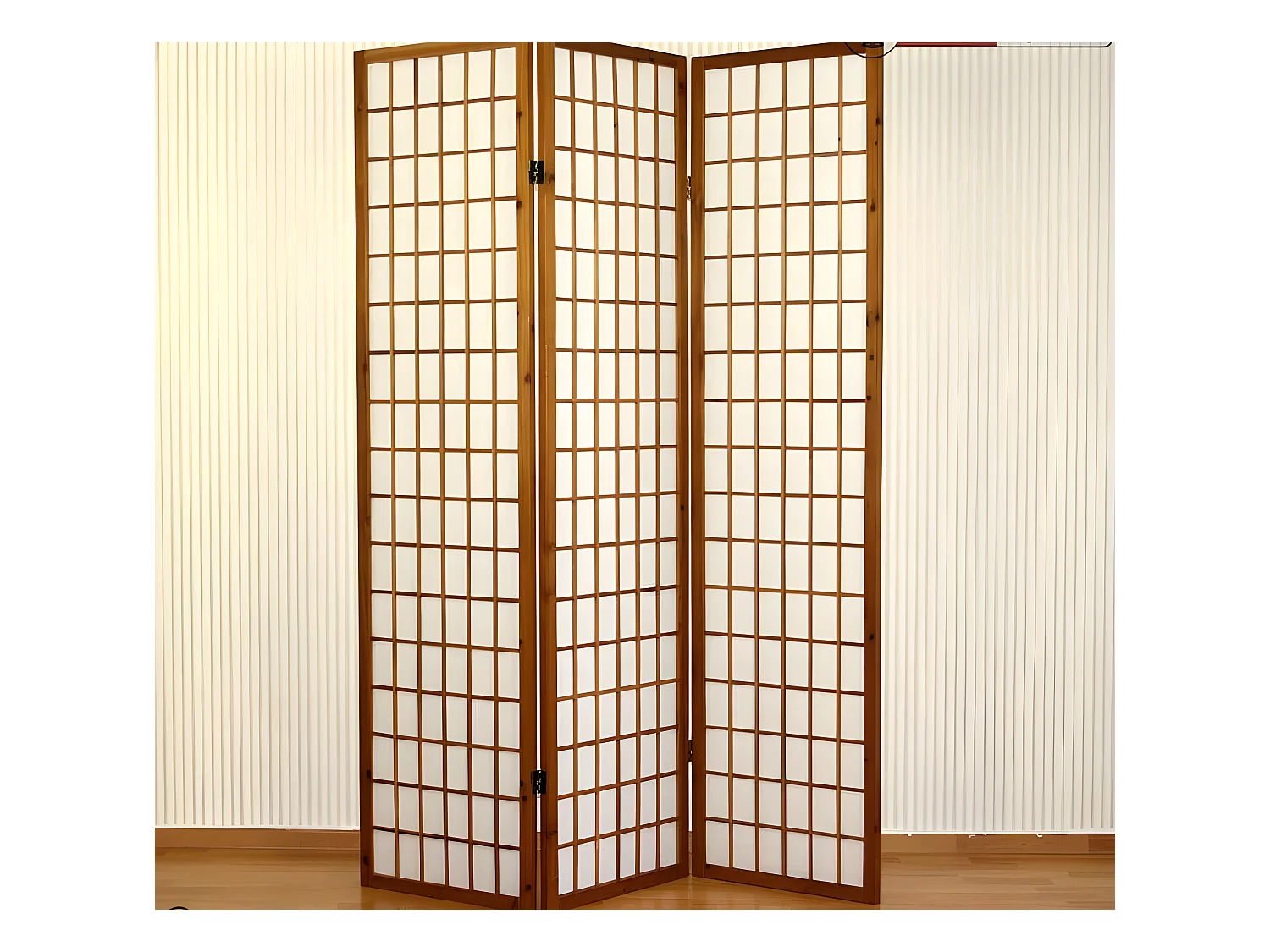 Paravent 3 panneaux en bois marron 132 x 2.2 x 175 cm PAR06041