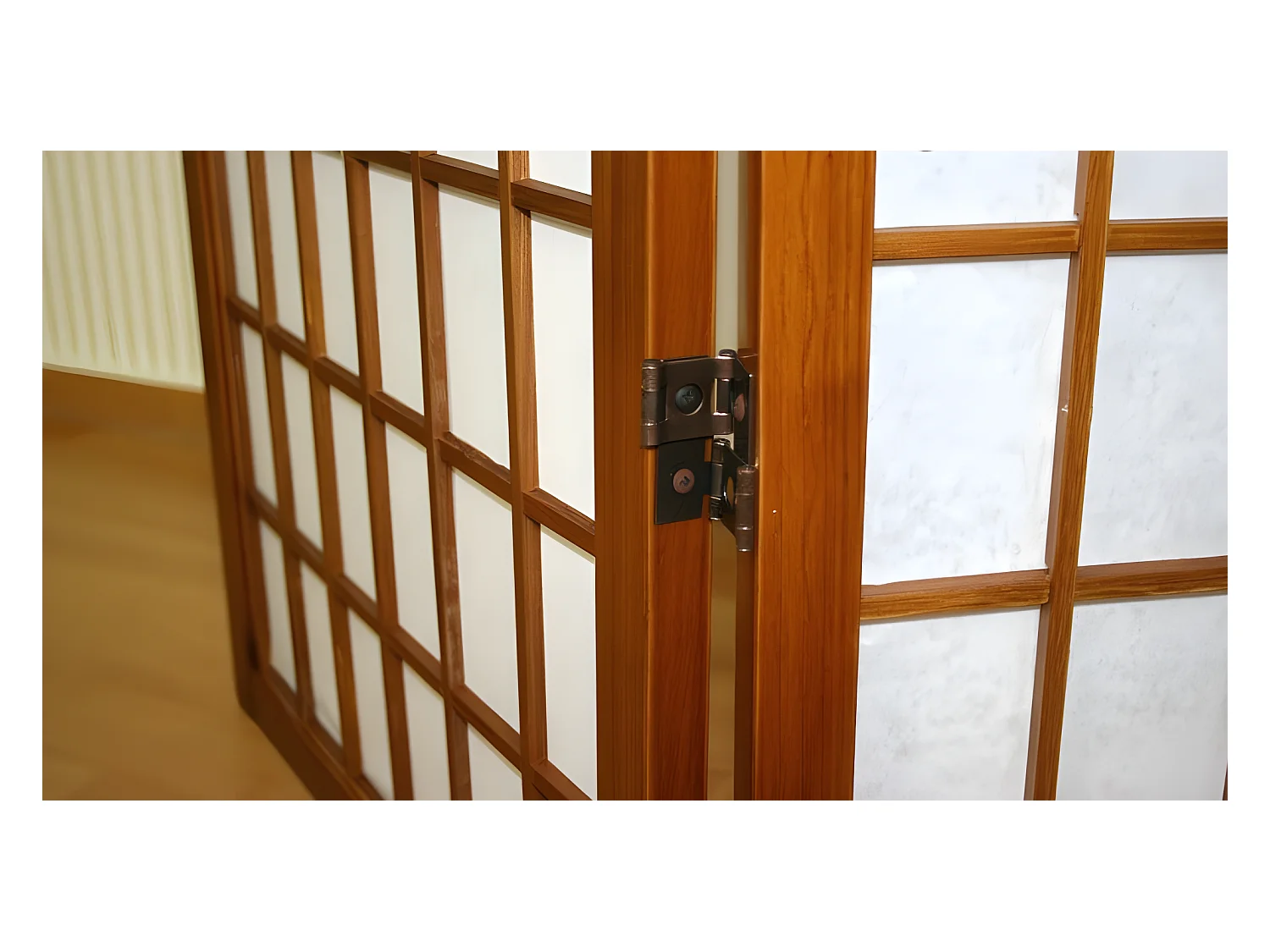 Paravent 3 panneaux en bois marron 132 x 2.2 x 175 cm PAR06041