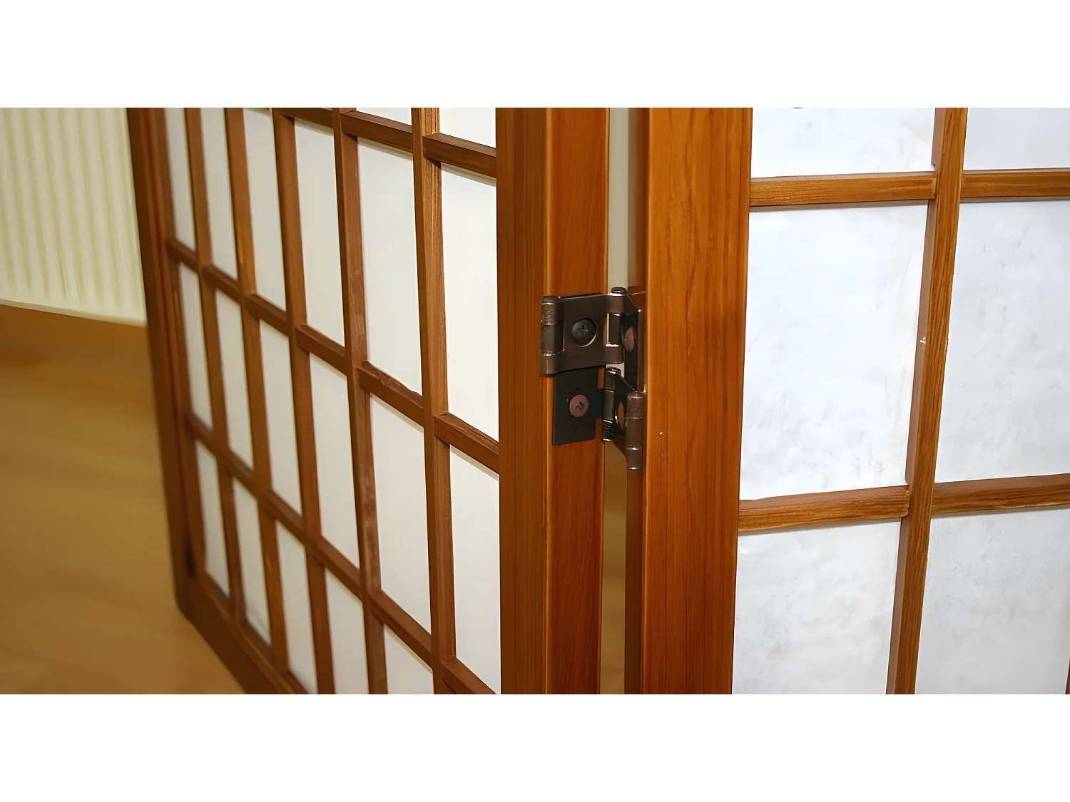 Paravent 3 panneaux en bois marron 132 x 2.2 x 175 cm PAR06041