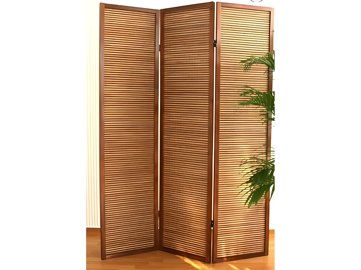 Paravent 3 panneaux marron bois marron 132 x 44 x 175 cm PAR06066