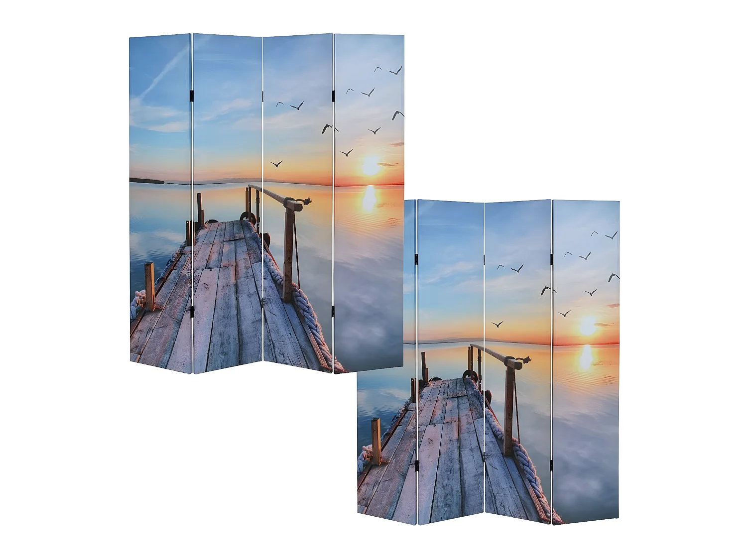 Paravent 4 panneaux pans 160 x 2.5 x 180 cm PAR04012