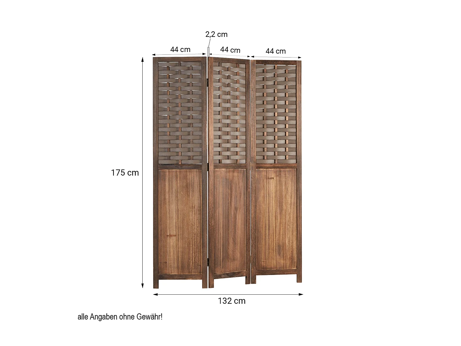 Paravent en 3 panneaux bois marron 132 x 2 x 175 cm PAR06079