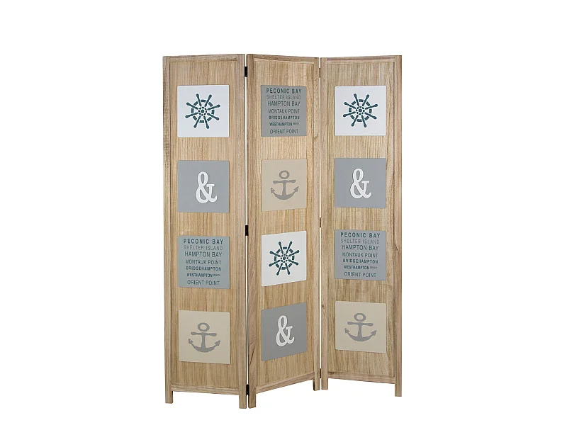 Paravent 3 panneaux en bois marron 120 x 1.7 x 170 cm PAR06086