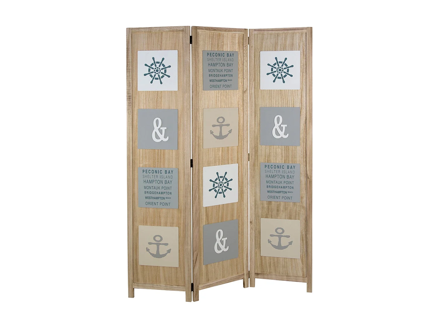 Paravent 3 panneaux en bois marron 120 x 1.7 x 170 cm PAR06086