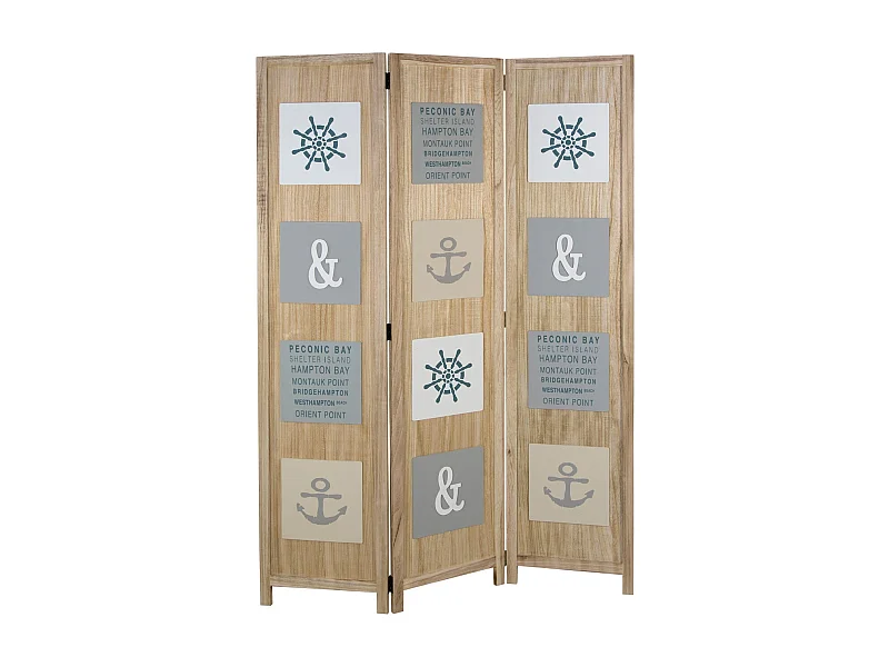 Paravent 3 panneaux en bois marron 120 x 1.7 x 170 cm PAR06086