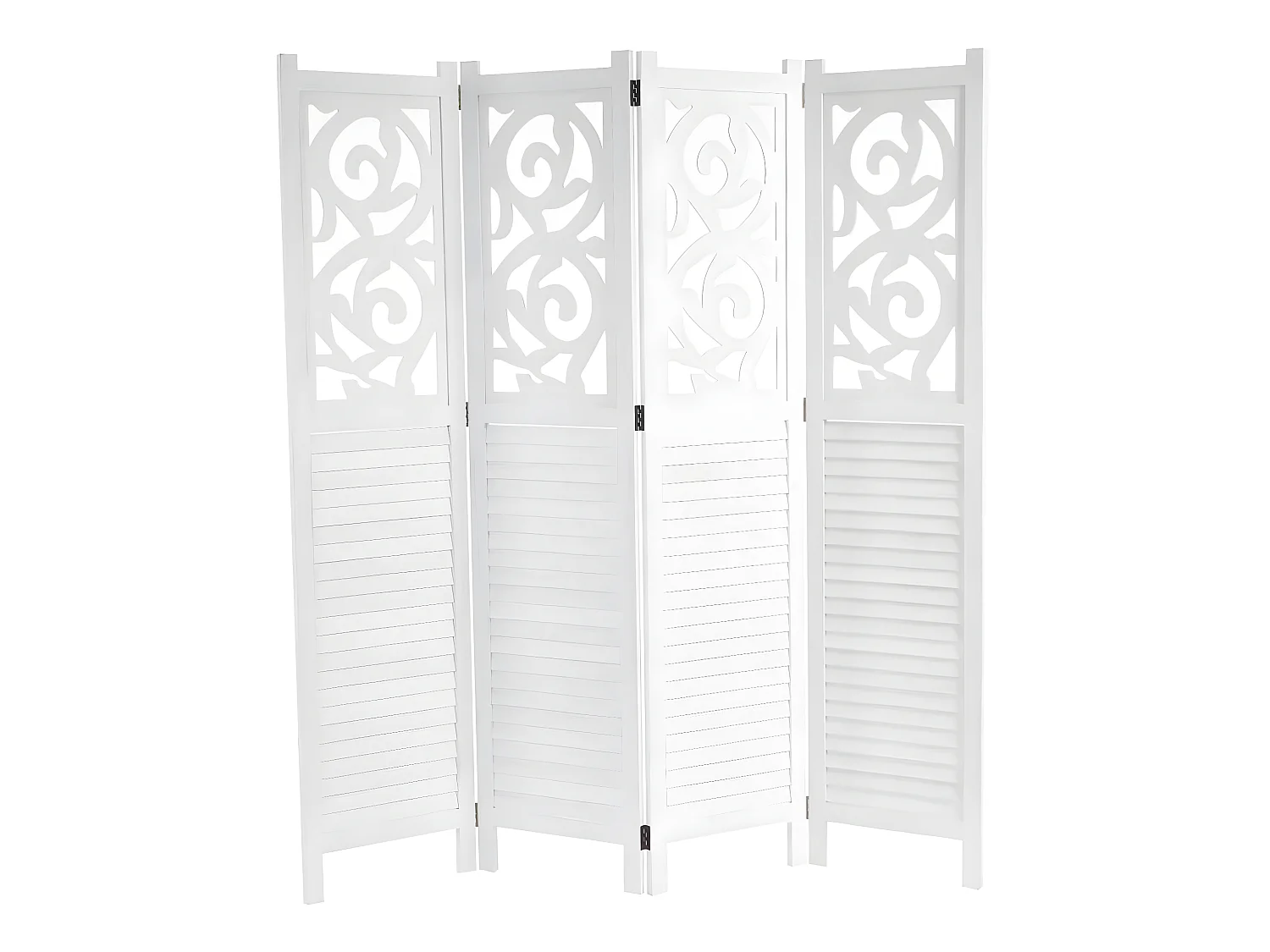 Paravent 4 panneaux en bois blanche 161 x 2 x 170 cm PAR04035