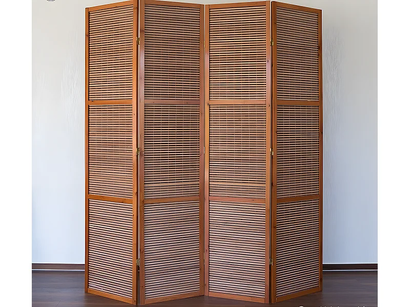 Paravent 4 panneaux marron bois marron 172 x 44 x 200 cm PAR06050