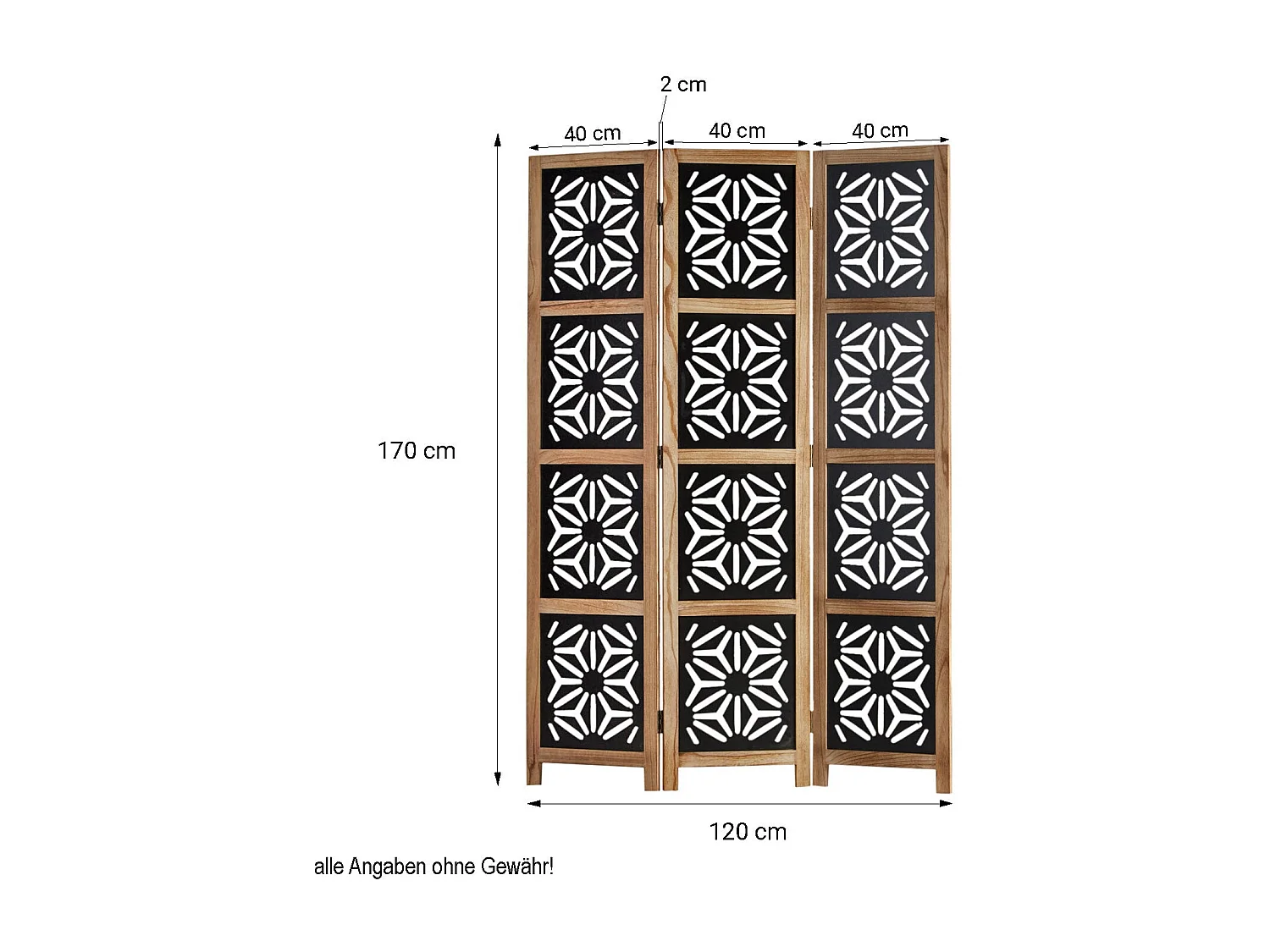 Paravent en 3 panneaux effet bois marron 120 x 2 x 170 cm PAR06089