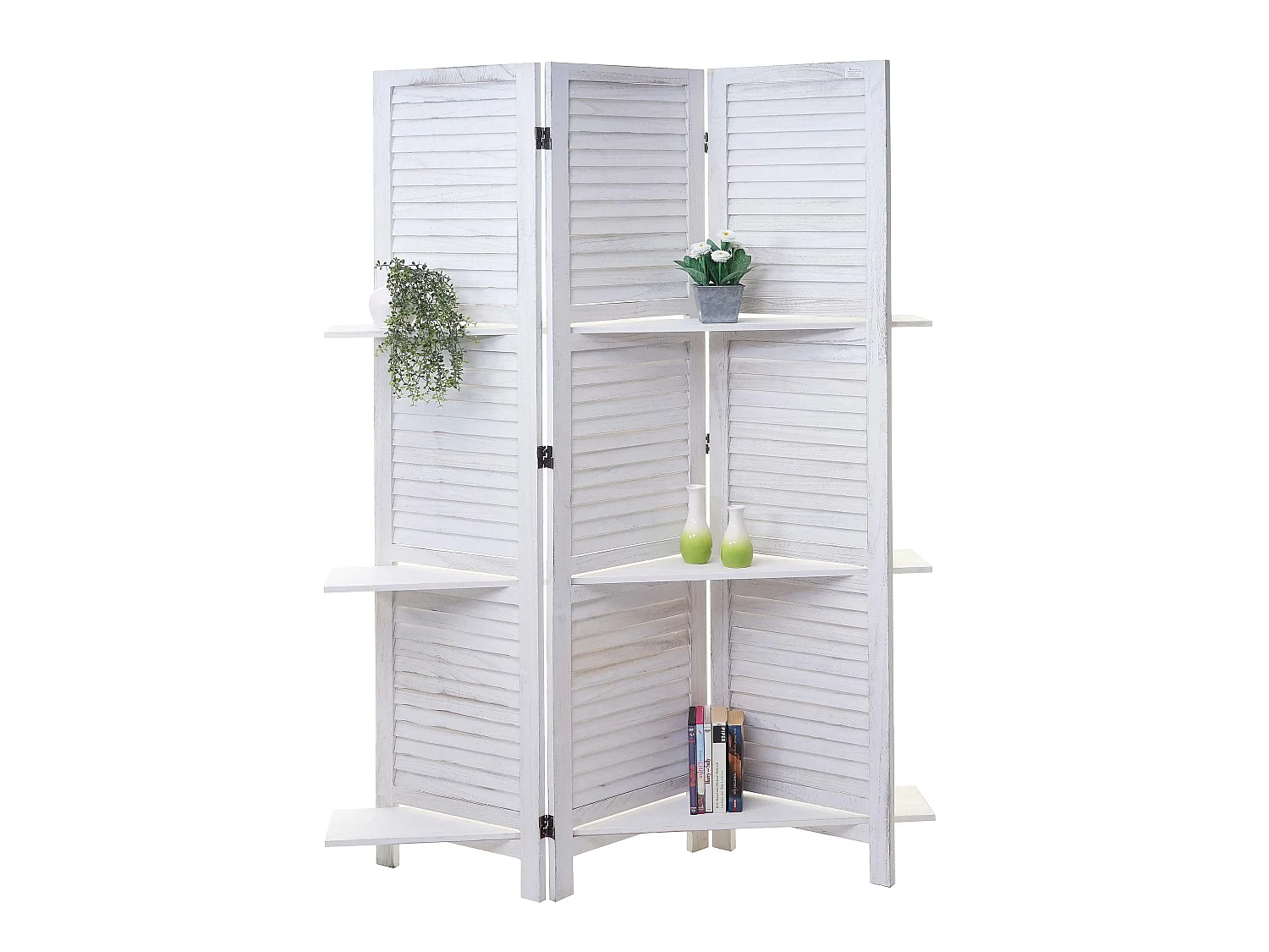 Paravent cloison de séparation bois blanche 125 x 20 x 170 cm 04_0003952