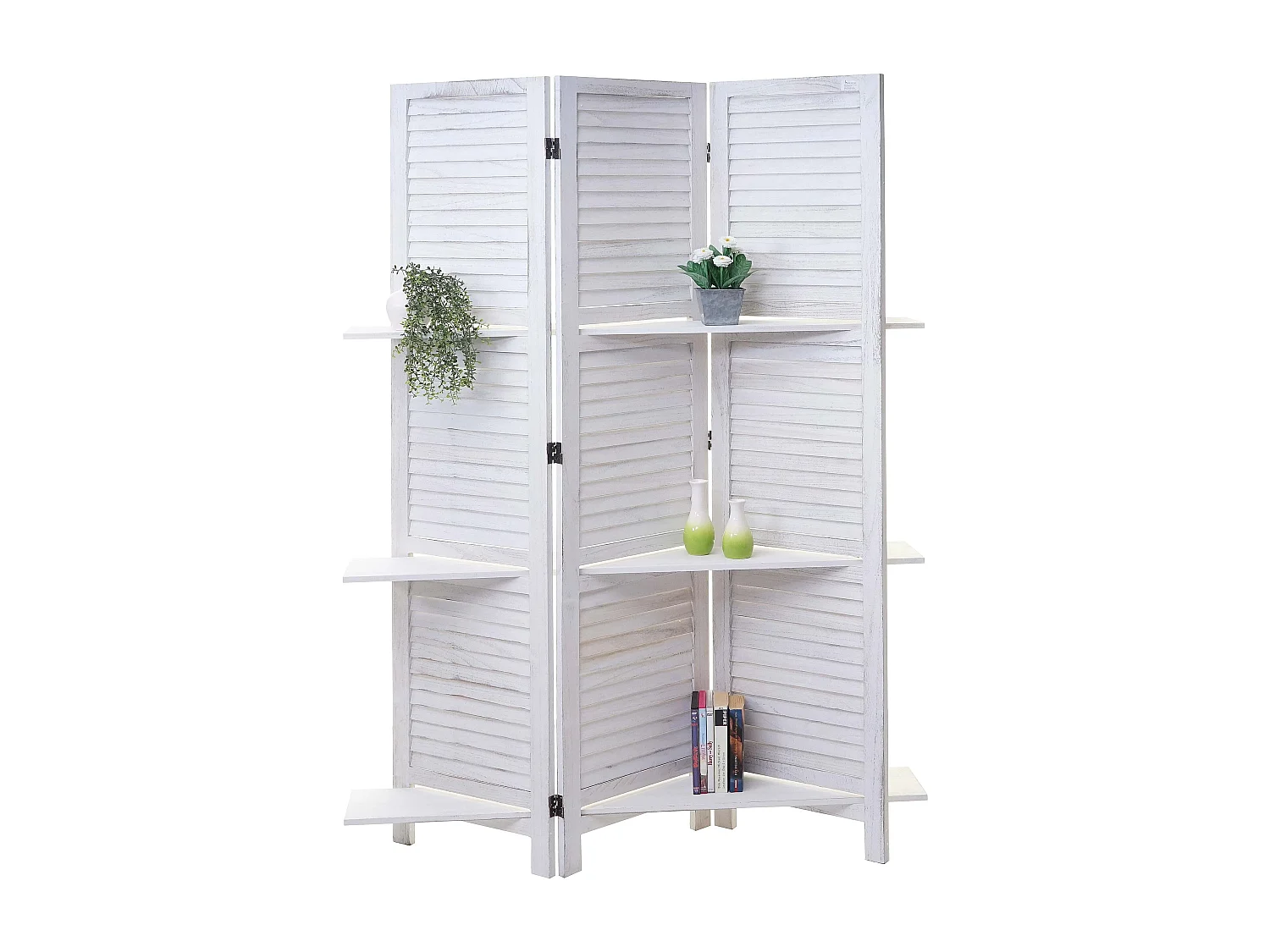 Paravent cloison de séparation bois blanche 125 x 20 x 170 cm 04_0003952