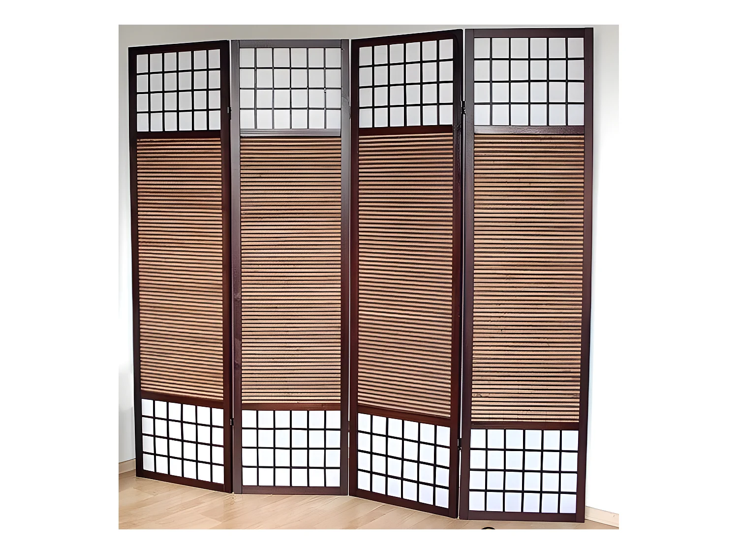 Paravent 4 panneaux marron bois marron 176 x 2.2 x 175 cm PAR06010