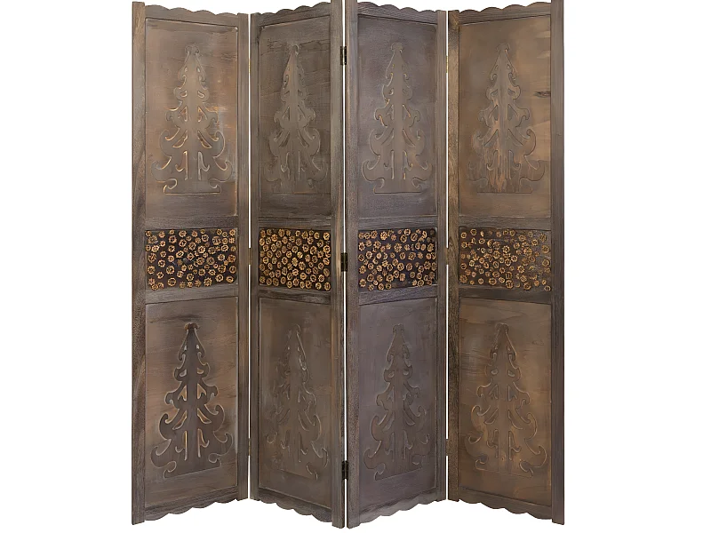 Paravent 4 panneaux marron bois marron 160 x 2 x 170 cm PAR06024