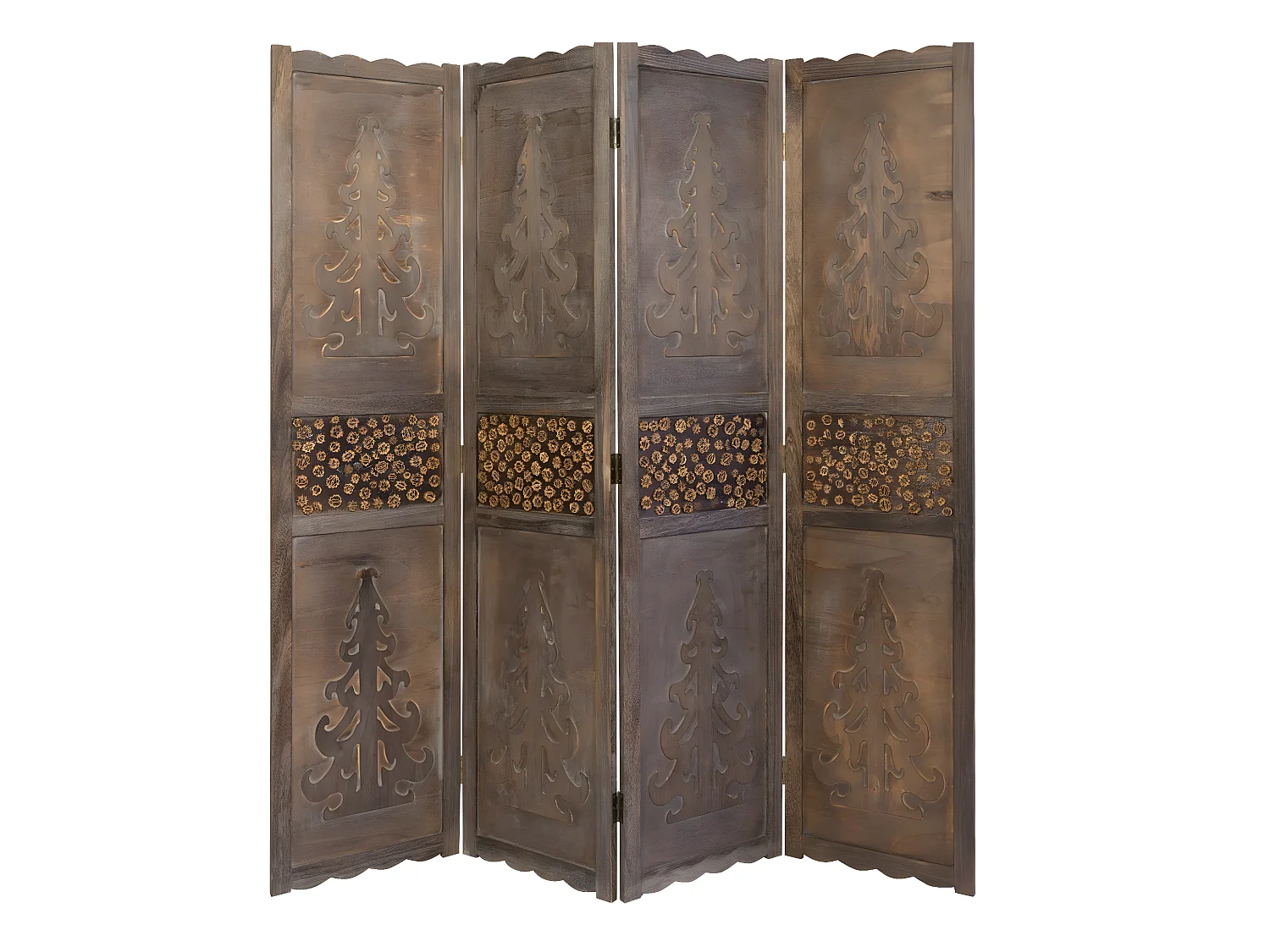 Paravent 4 panneaux marron bois marron 160 x 2 x 170 cm PAR06024