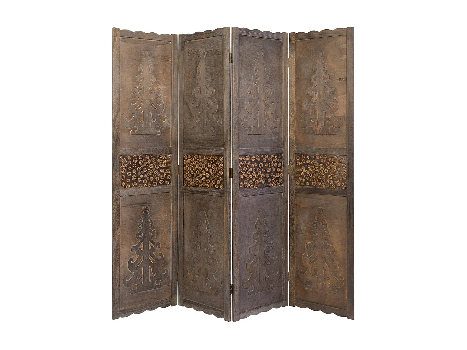 Paravent 4 panneaux marron bois marron 160 x 2 x 170 cm PAR06024