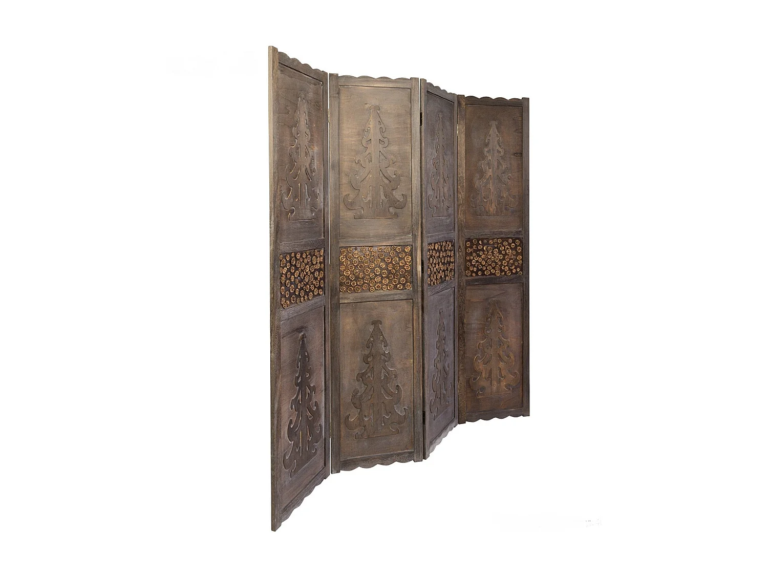 Paravent 4 panneaux marron bois marron 160 x 2 x 170 cm PAR06024