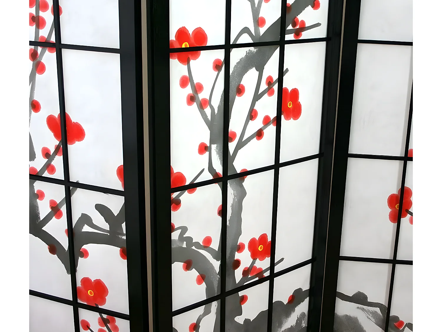 Paravent 5 panneaux japonais bois marron 220 x 2.2 x 175 cm PAR06015