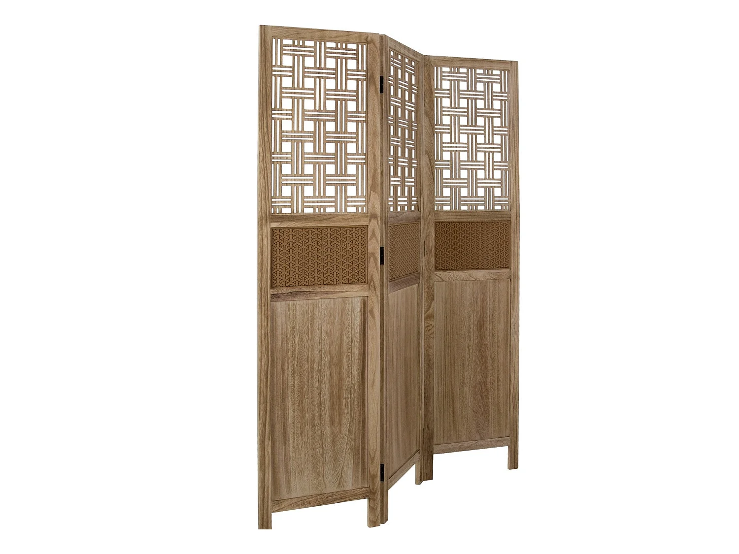 Paravent 3 panneaux en bois marron 120 x 2 x 170 cm PAR06074