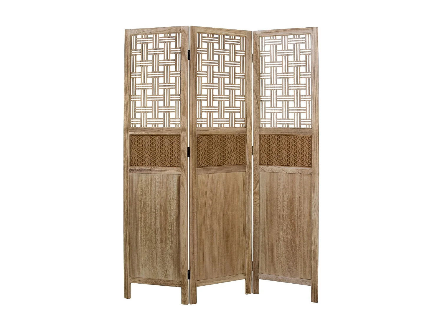 Paravent 3 panneaux en bois marron 120 x 2 x 170 cm PAR06074