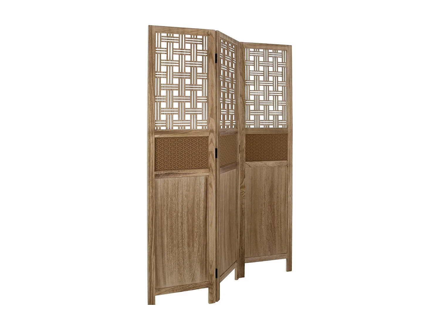 Paravent 3 panneaux en bois marron 120 x 2 x 170 cm PAR06074