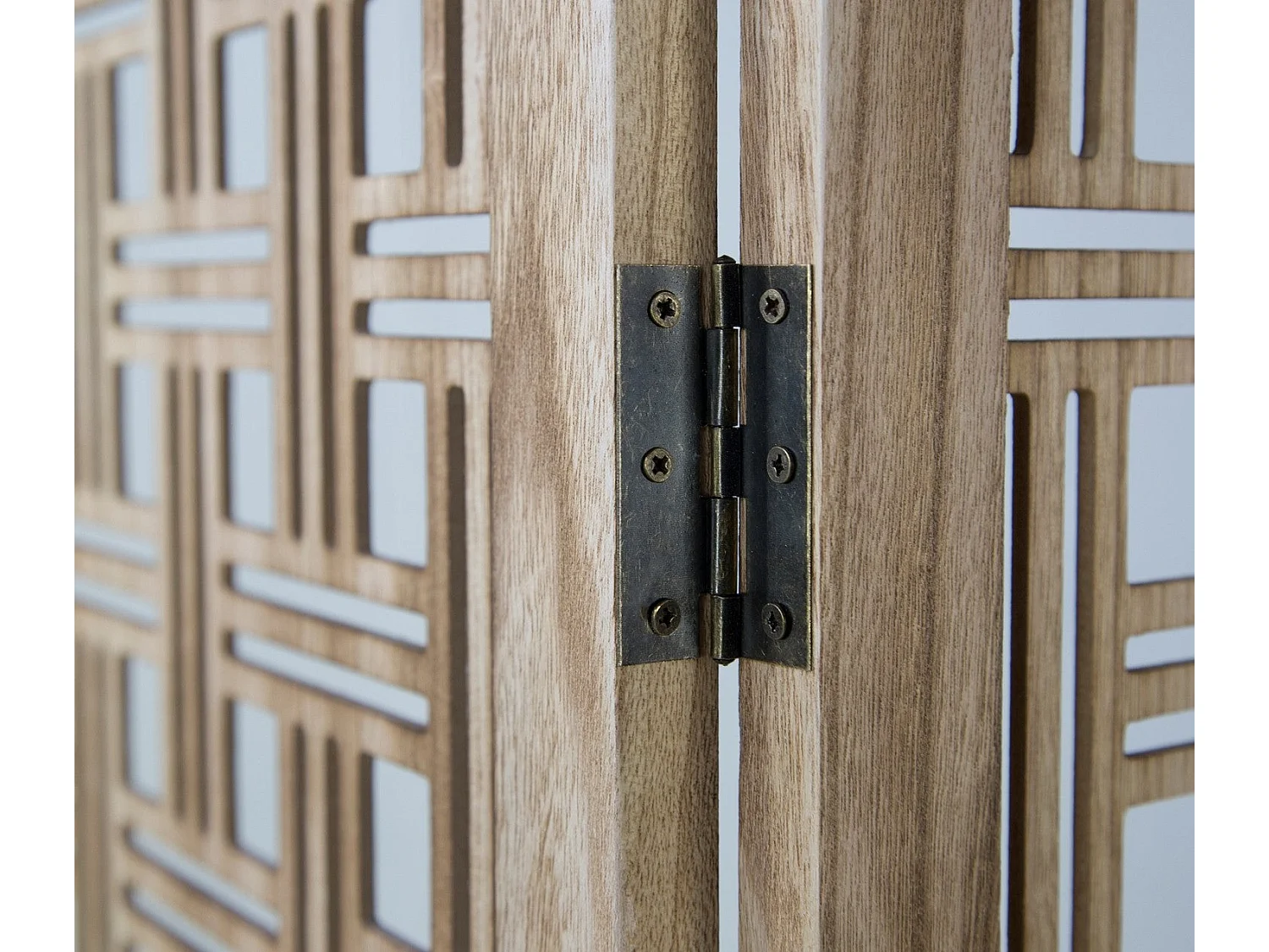 Paravent 3 panneaux en bois marron 120 x 2 x 170 cm PAR06074