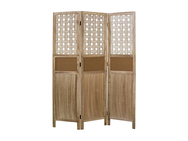 Paravent 3 panneaux en bois marron 120 x 2 x 170 cm PAR06074