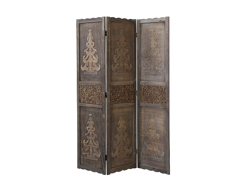Paravent 3 pans en bois marron 120 x 2 x 170 cm PAR06077