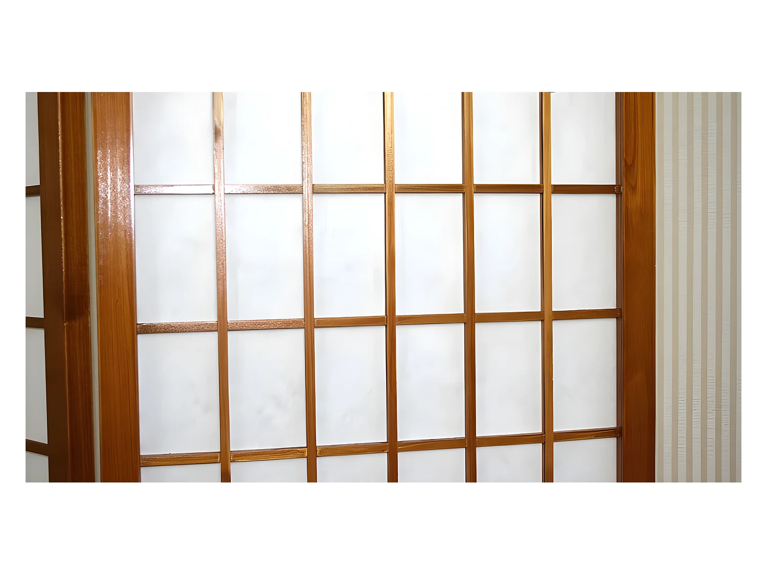 Paravent 4 panneaux en bois marron 176 x 2.2 x 175 cm PAR06043