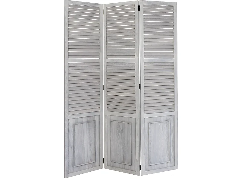 Paravent 3 panneaux gris bois marron 120 x 2 x 170 cm PAR06026