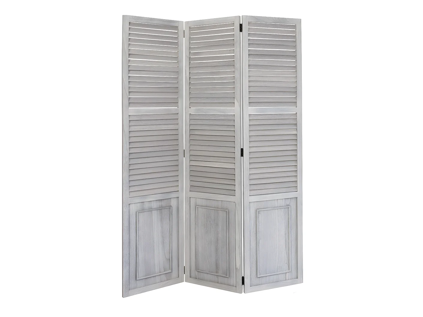 Paravent 3 panneaux gris bois marron 120 x 2 x 170 cm PAR06026