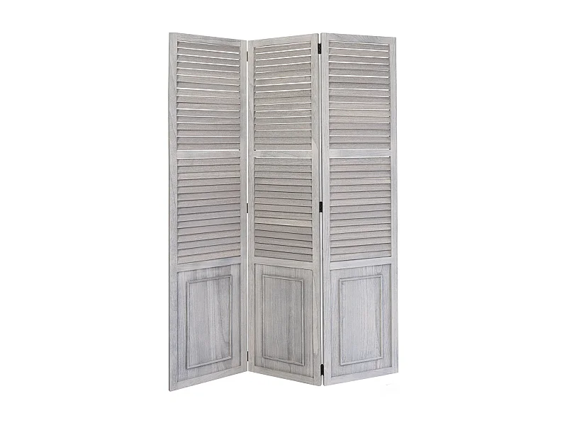 Paravent 3 panneaux gris bois marron 120 x 2 x 170 cm PAR06026