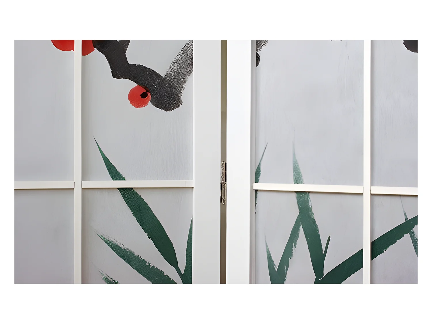 Paravent 4 panneaux japonais bois blanche 176 x 2.2 x 175 cm PAR06017