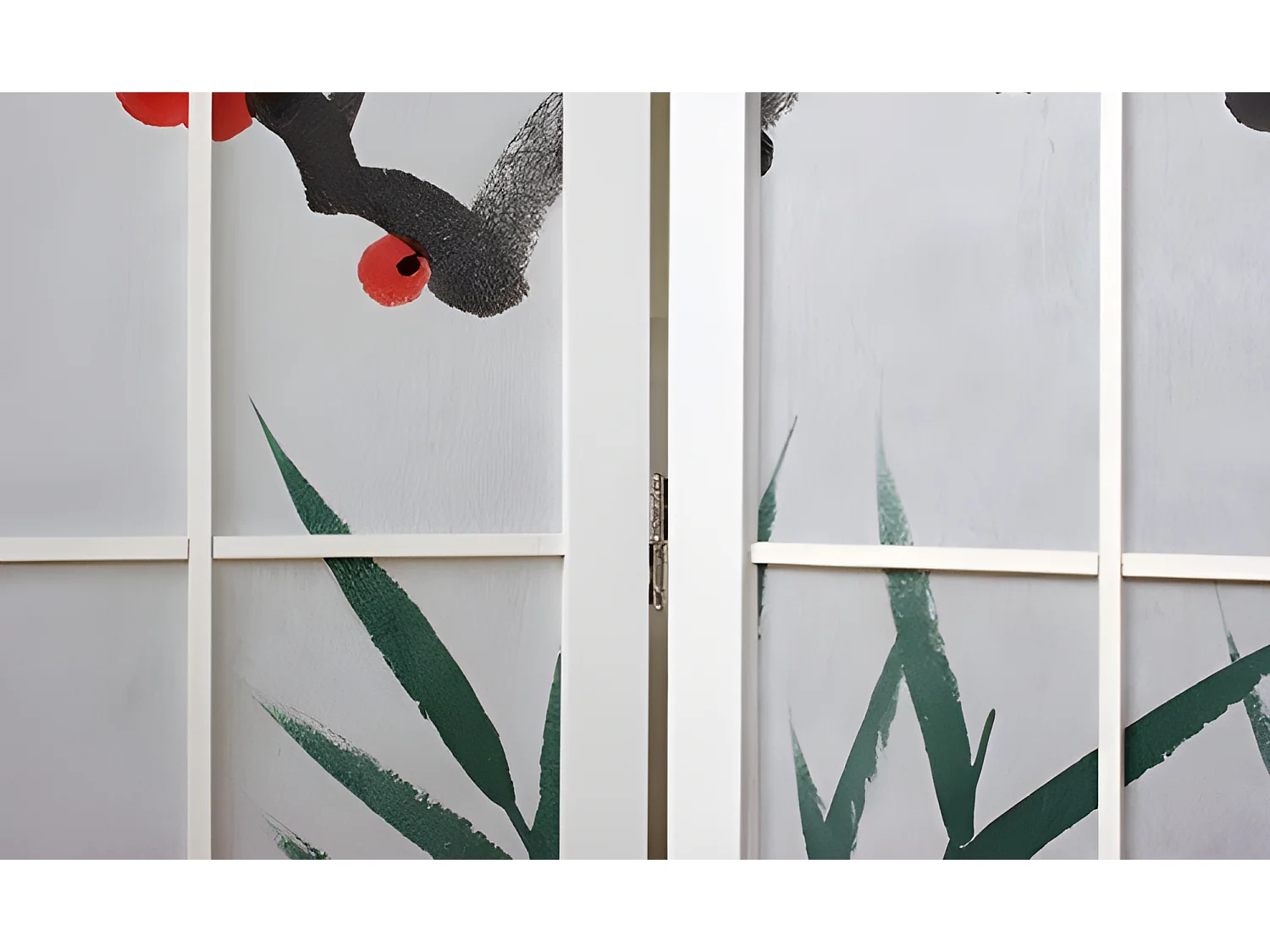 Paravent 4 panneaux japonais bois blanche 176 x 2.2 x 175 cm PAR06017