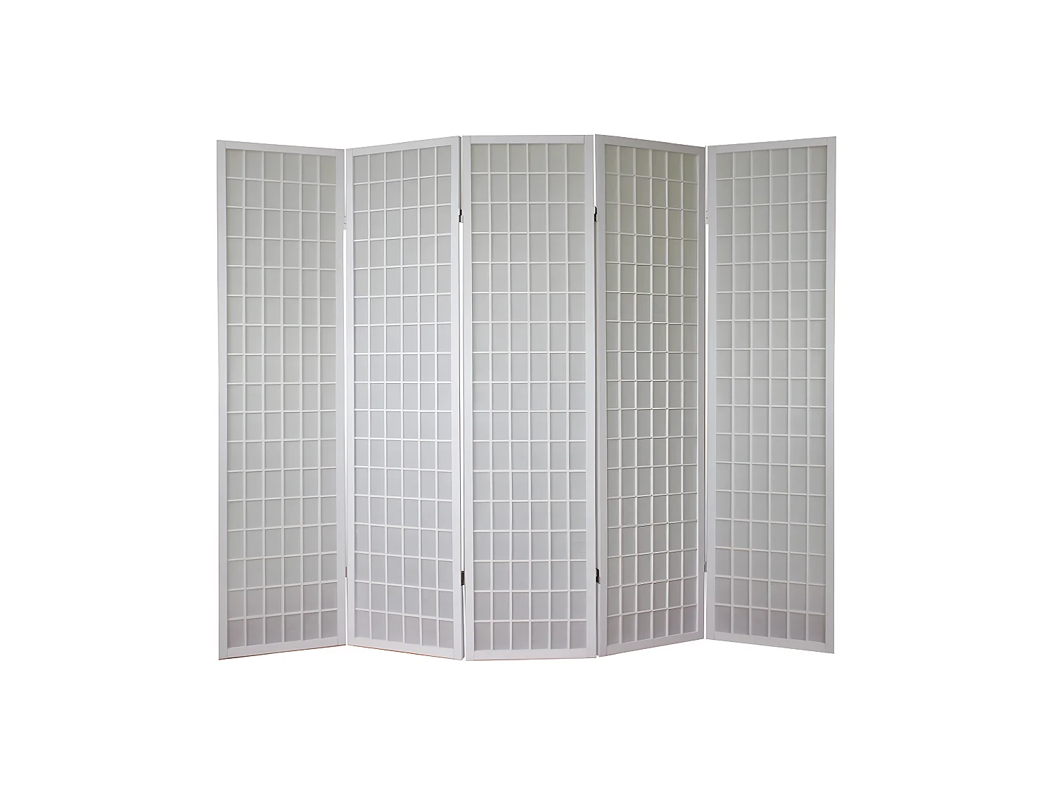 Paravent 5 panneaux pans bois blanche 220 x 2.2 x 175 cm PAR06059