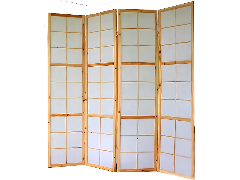 Paravent 4 panneaux pans bois marron 176 x 2.2 x 175 cm PAR06034