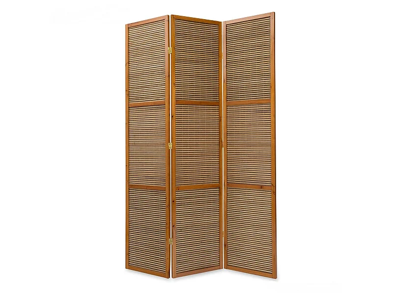 Paravent 3 panneaux marron bois marron 132 x 44 x 200 cm PAR06049