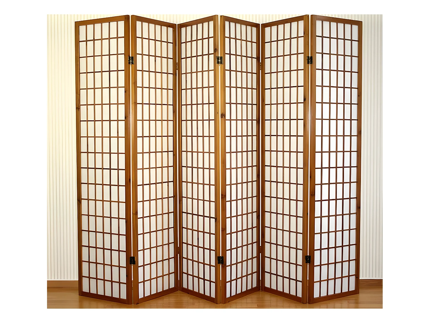 Paravent 6 panneaux en bois marron 264 x 2.2 x 175 cm PAR06047