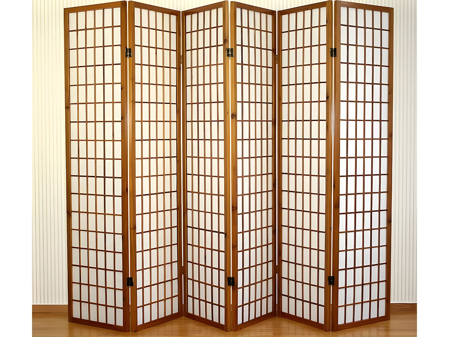 Paravent 6 panneaux en bois marron 264 x 2.2 x 175 cm PAR06047