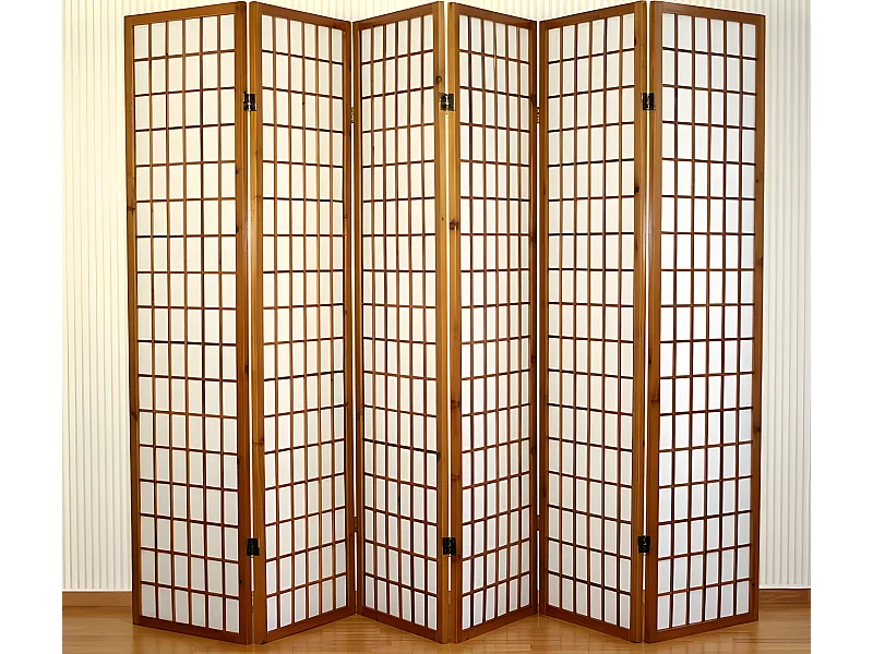 Paravent 6 panneaux en bois marron 264 x 2.2 x 175 cm PAR06047