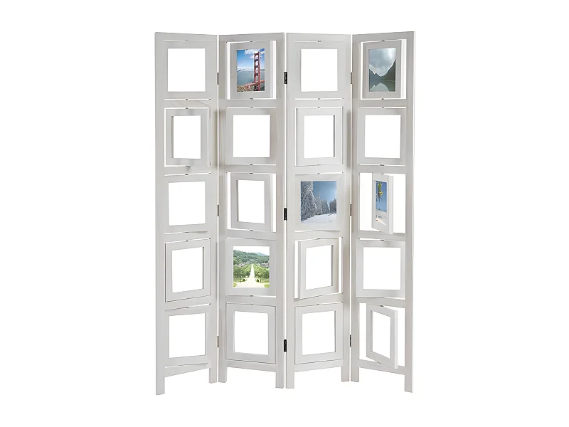 Paravent 4 panneaux blanc bois blanche 125 x 2 x 161 cm PAR04030