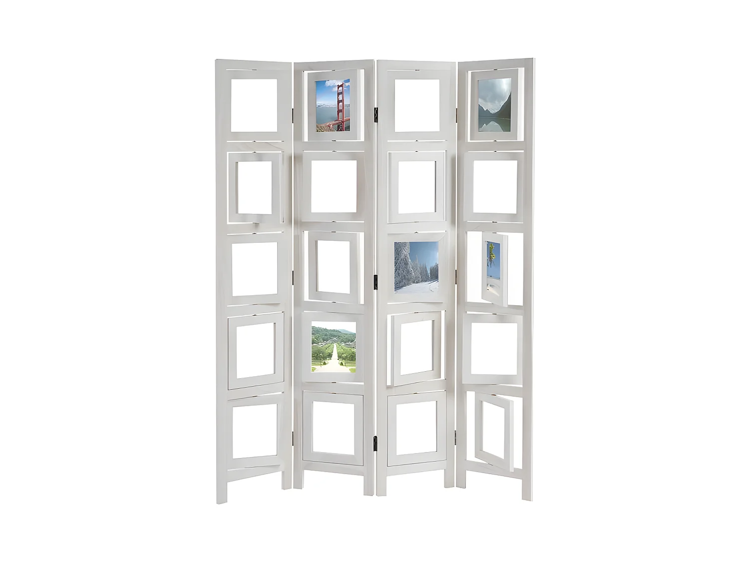 Paravent 4 panneaux blanc bois blanche 125 x 2 x 161 cm PAR04030