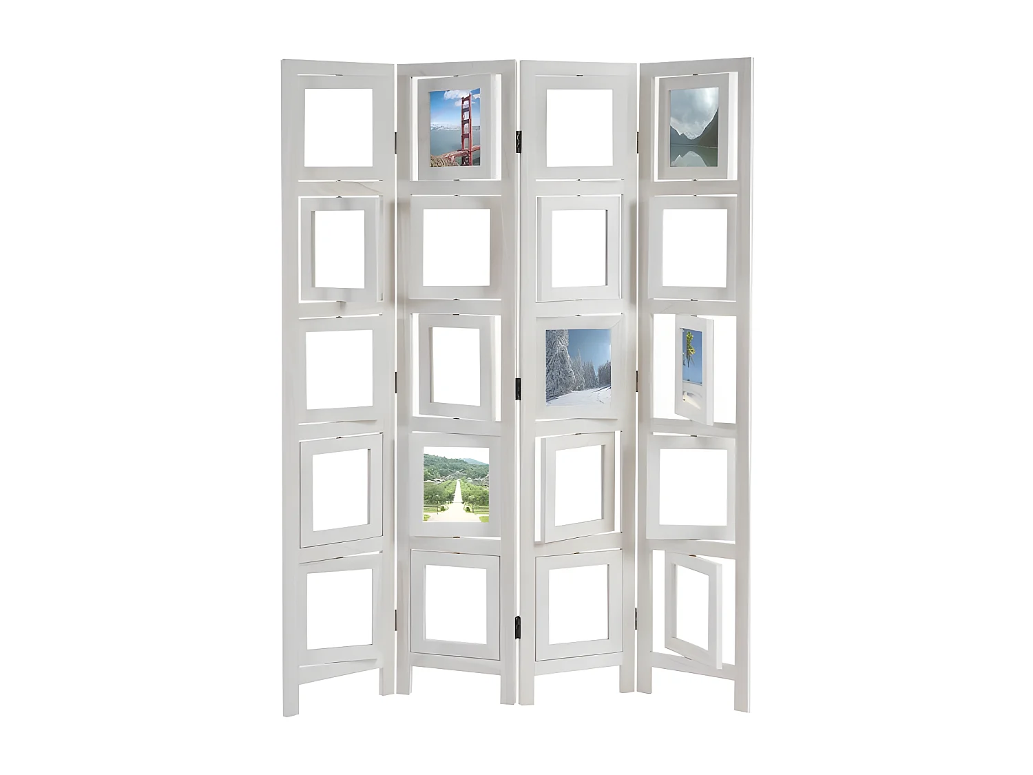 Paravent 4 panneaux blanc bois blanche 125 x 2 x 161 cm PAR04030